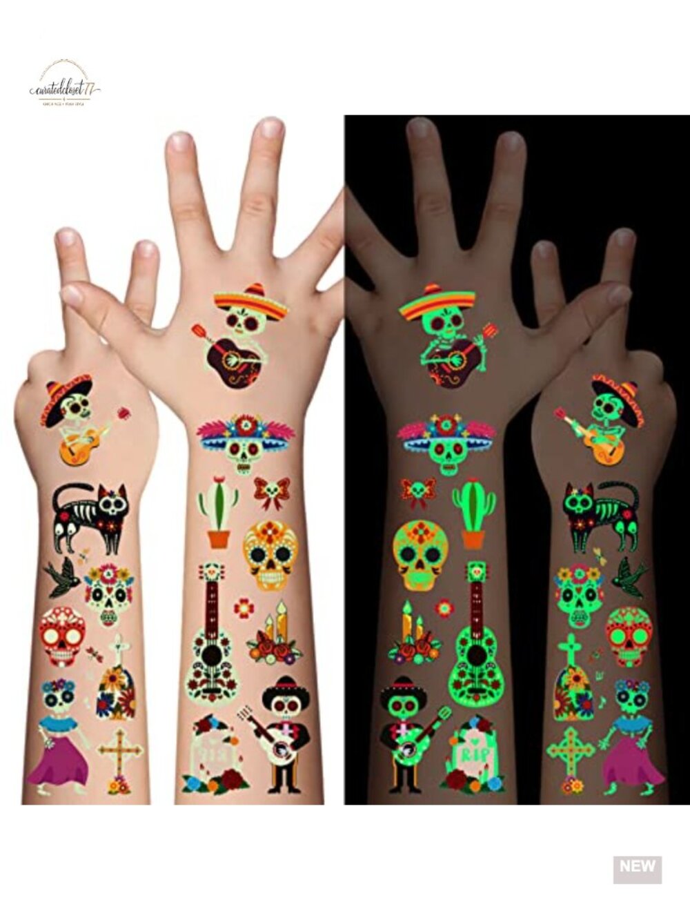 Luminous Temporary Tattoos 100 Pcs Glow in Dark Kids Party